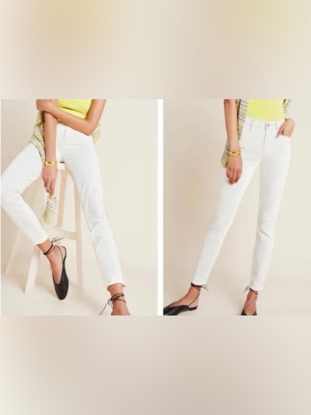 PAIGE Light Ecru Hoxton Ankle Skinny Jeans - Women's